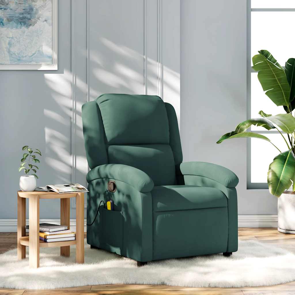 Fauteuil inclinable de massage vert foncé velours - XIOS