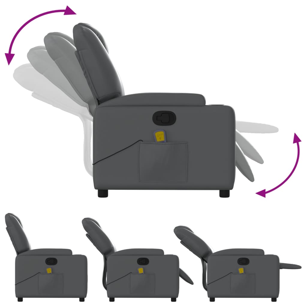 Fauteuil de massage inclinable gris similicuir