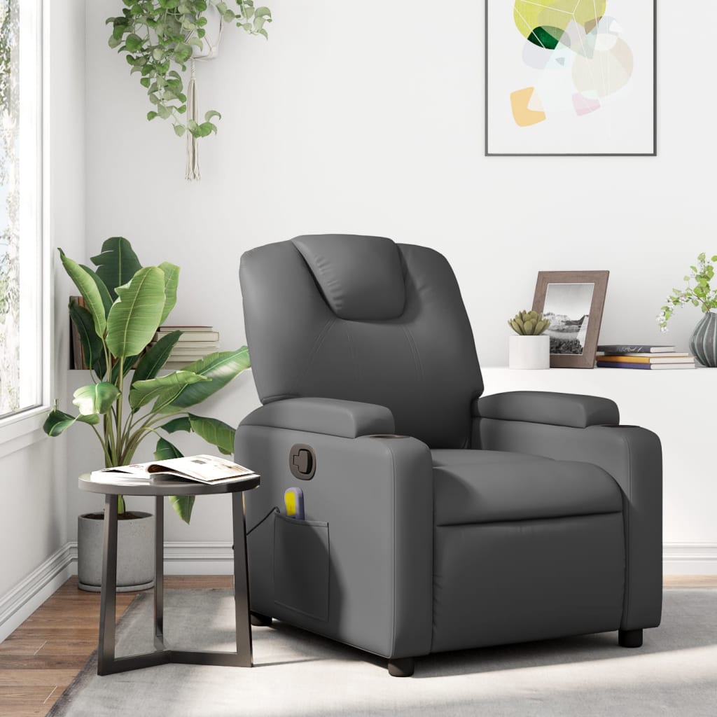 Fauteuil de massage inclinable gris similicuir - XIOS