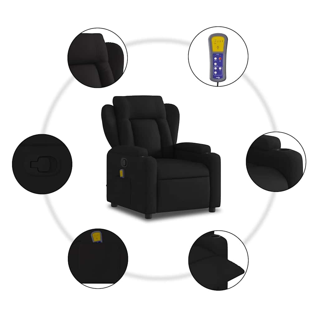 Fauteuil inclinable de massage noir tissu