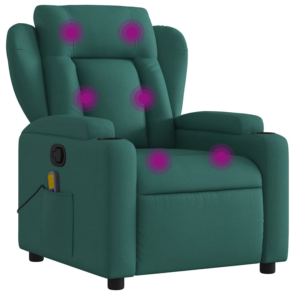 Fauteuil inclinable de massage vert foncé tissu