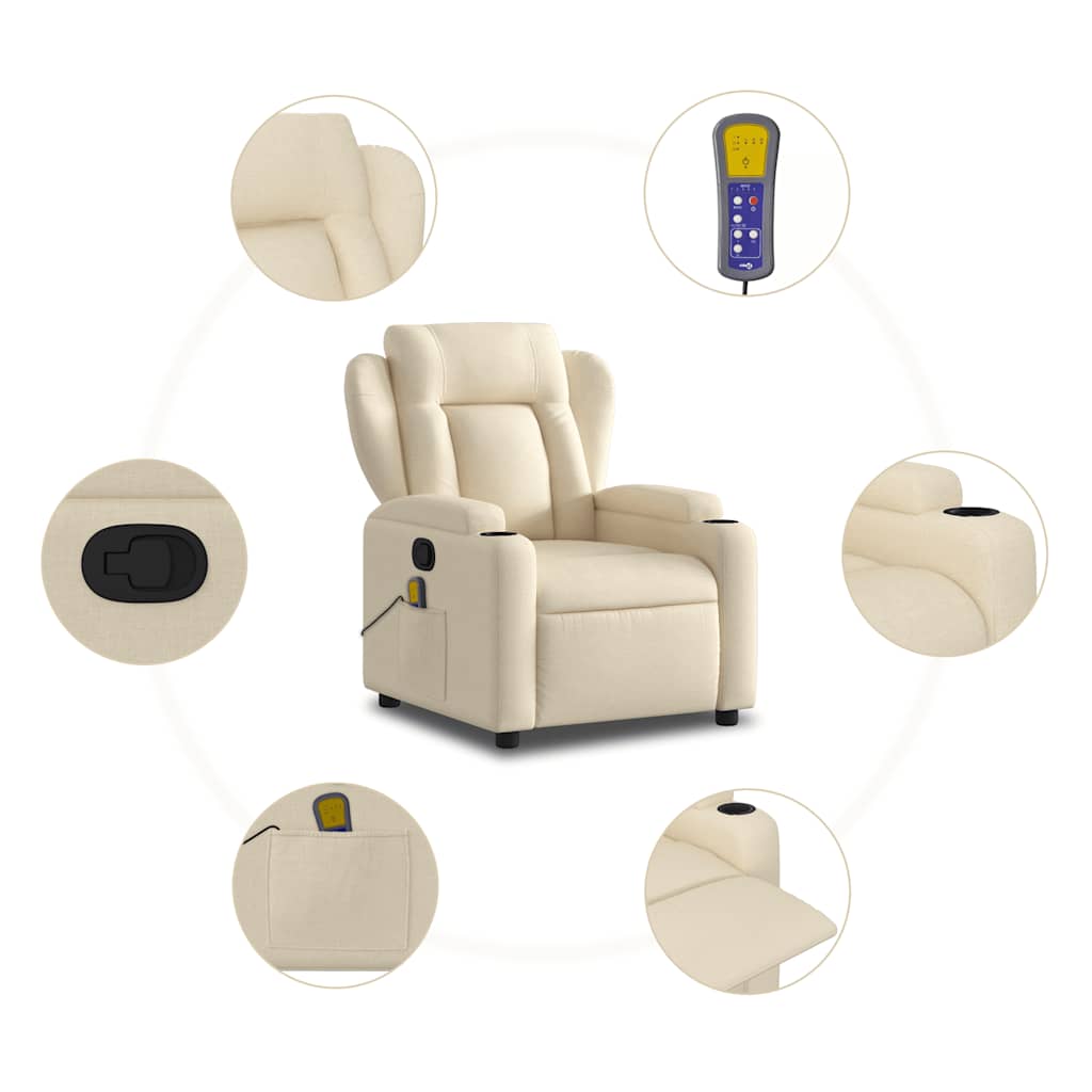 Fauteuil inclinable de massage crème tissu - XIOS