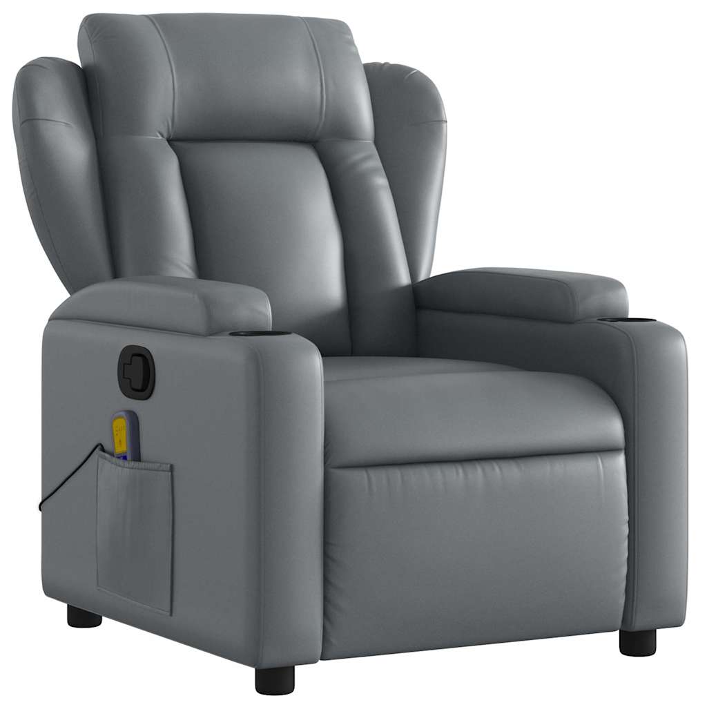 Fauteuil de massage inclinable gris similicuir - XIOS