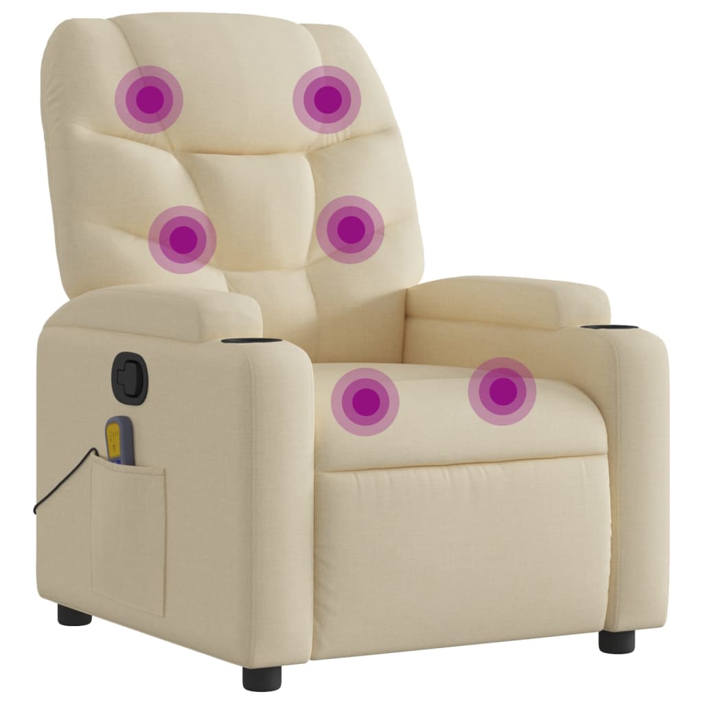 Fauteuil inclinable de massage crème tissu - XIOS
