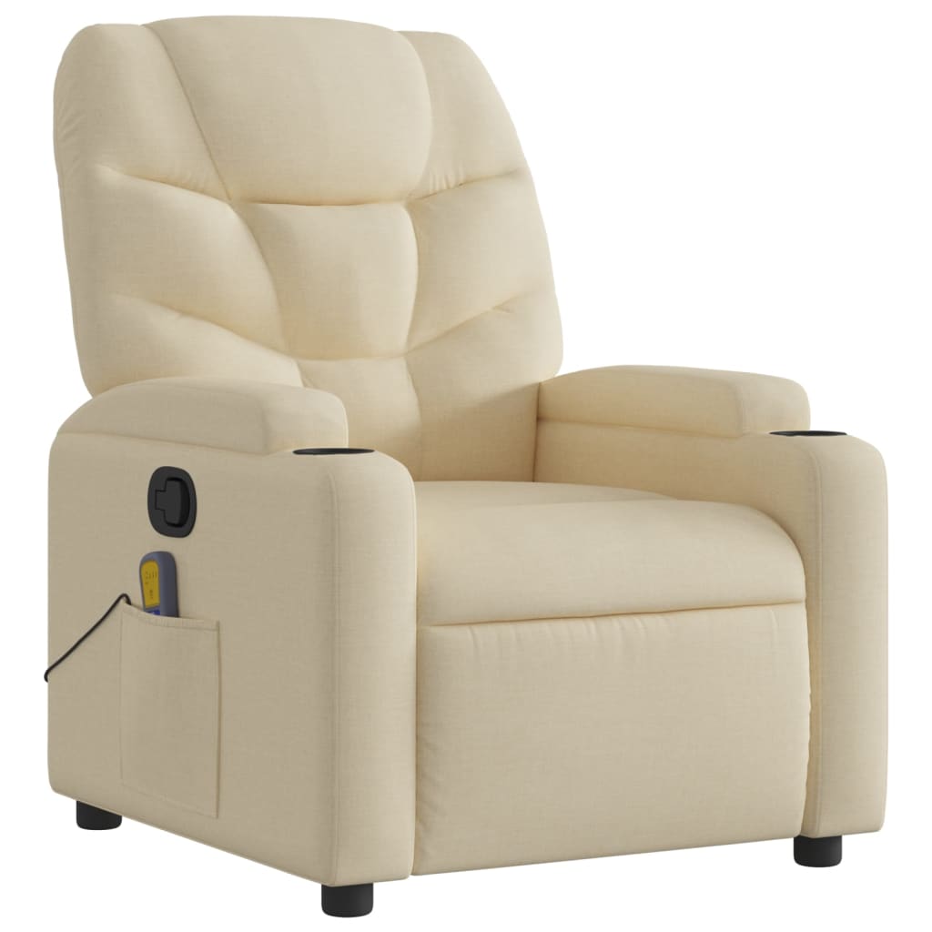 Fauteuil inclinable de massage crème tissu - XIOS