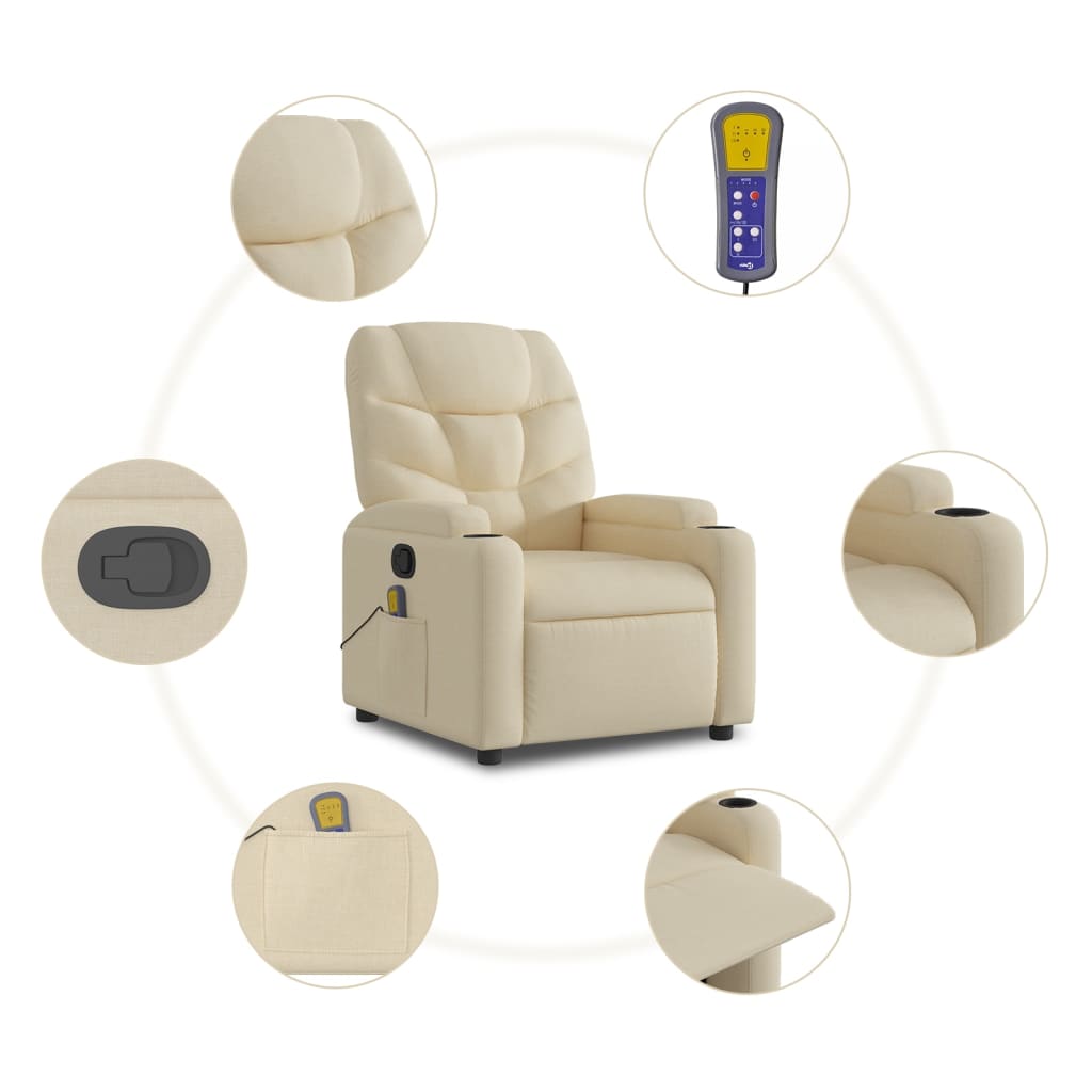 Fauteuil inclinable de massage crème tissu - XIOS