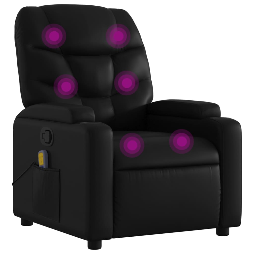 Fauteuil de massage inclinable noir similicuir