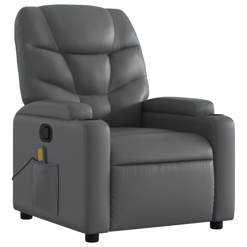Fauteuil de massage inclinable gris similicuir - XIOS