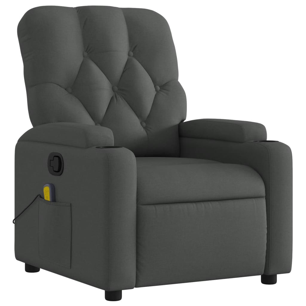 Fauteuil inclinable de massage gris foncé tissu - XIOS