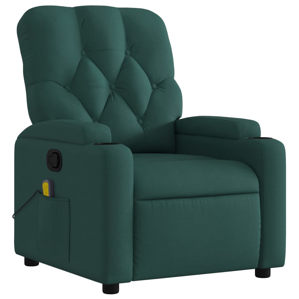 Fauteuil inclinable de massage vert foncé tissu - XIOS