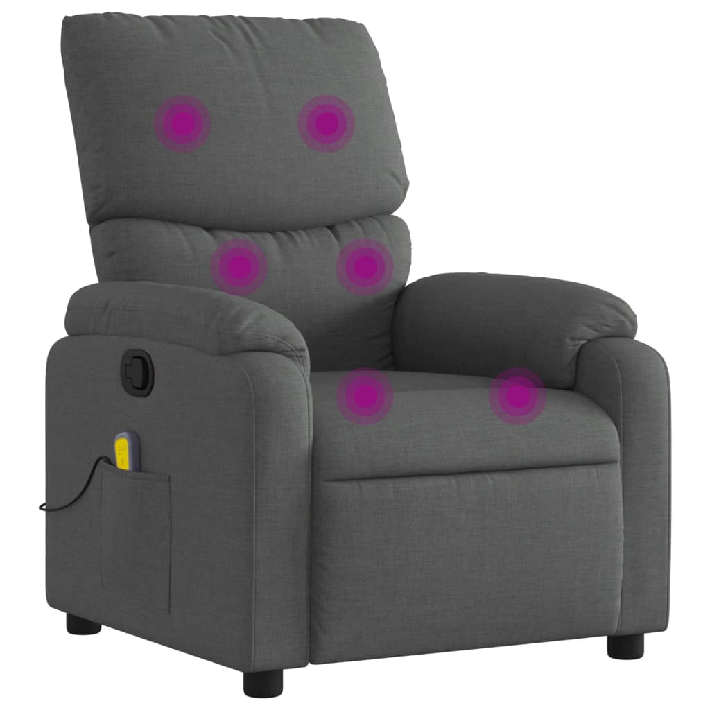 Fauteuil inclinable de massage gris foncé tissu