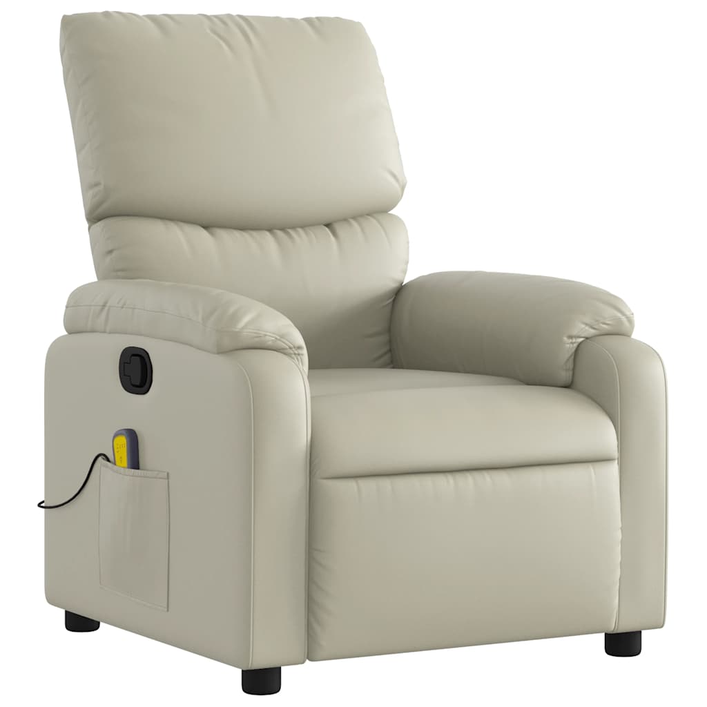 Fauteuil de massage inclinable crème similicuir - XIOS