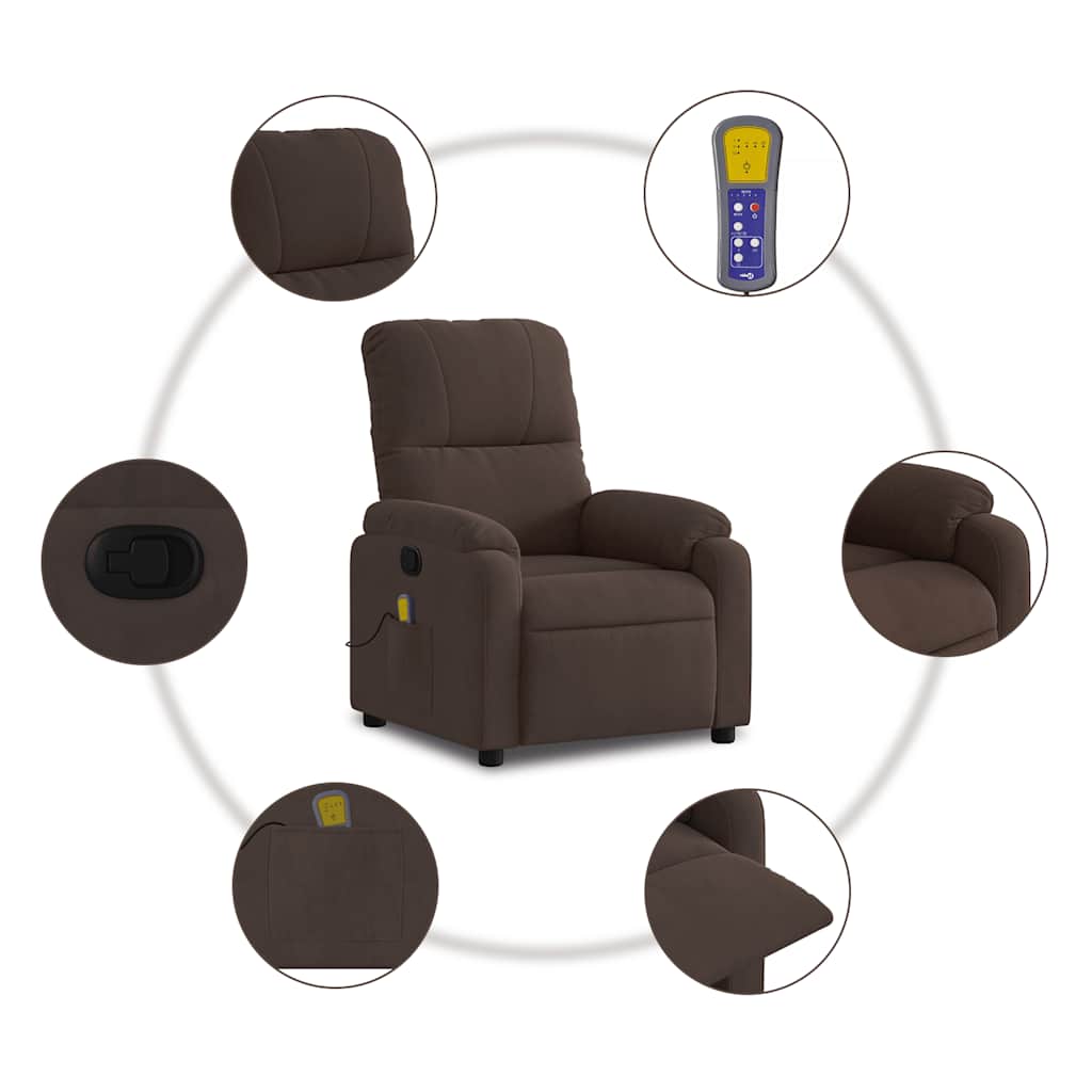 Fauteuil inclinable de massage marron tissu microfibre - XIOS