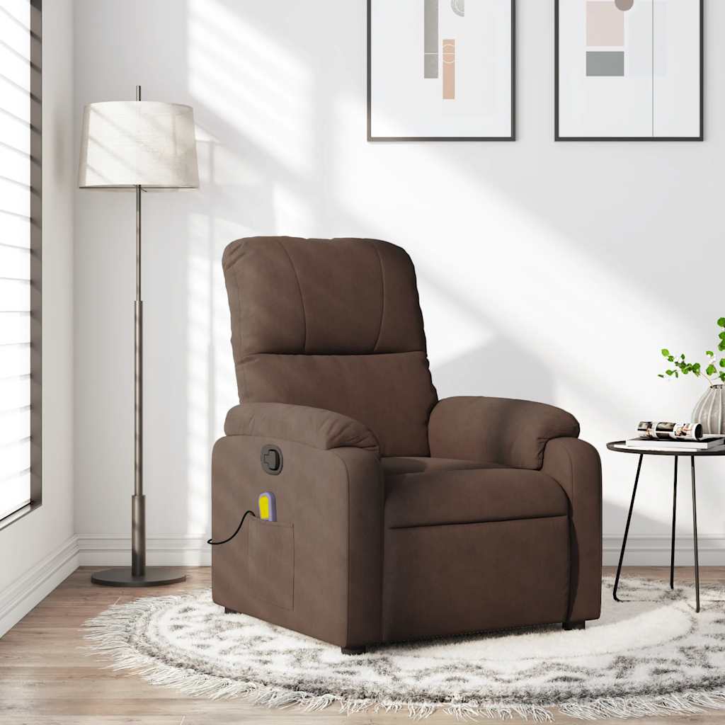 Fauteuil inclinable de massage marron tissu microfibre - XIOS