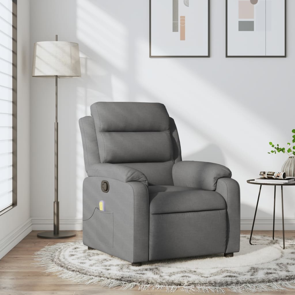 Fauteuil inclinable de massage gris foncé tissu - XIOS