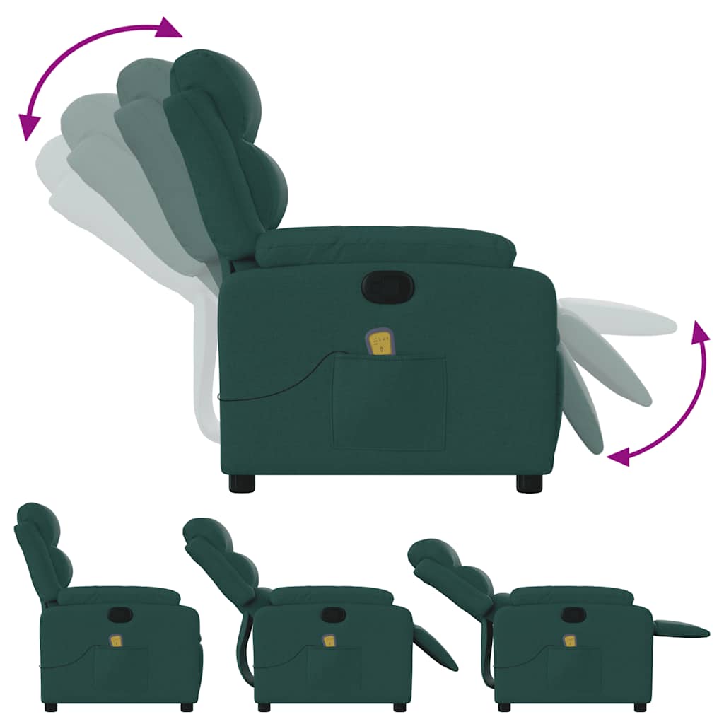 Fauteuil inclinable de massage vert foncé tissu - XIOS