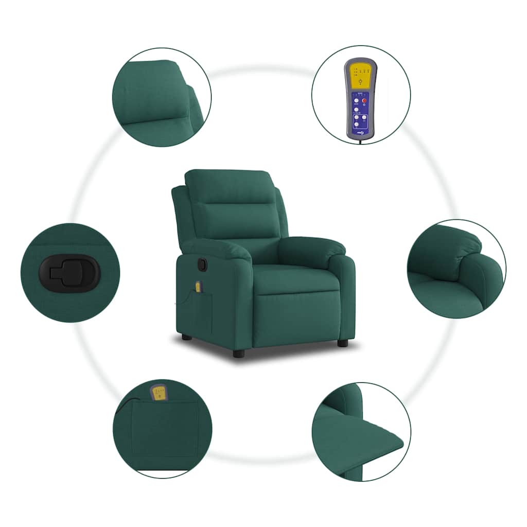 Fauteuil inclinable de massage vert foncé tissu - XIOS