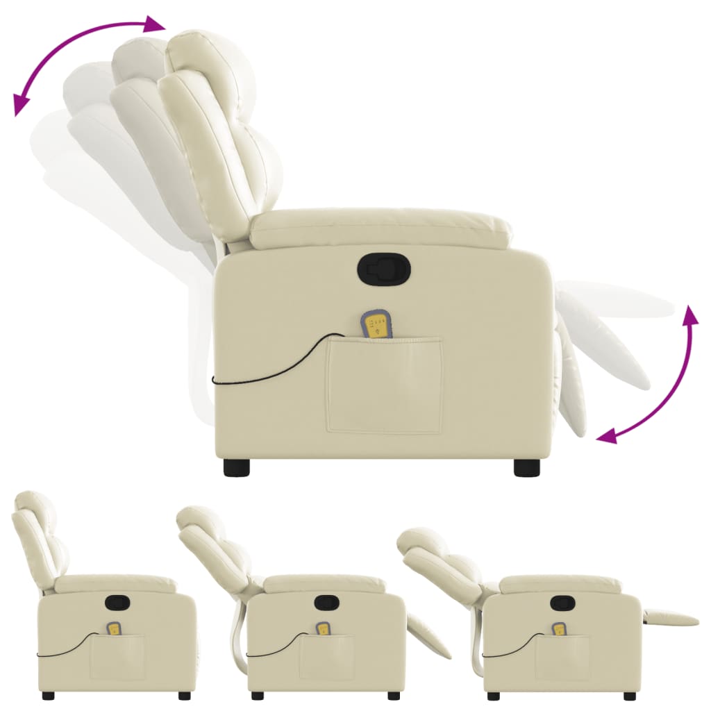Fauteuil de massage inclinable crème similicuir - XIOS