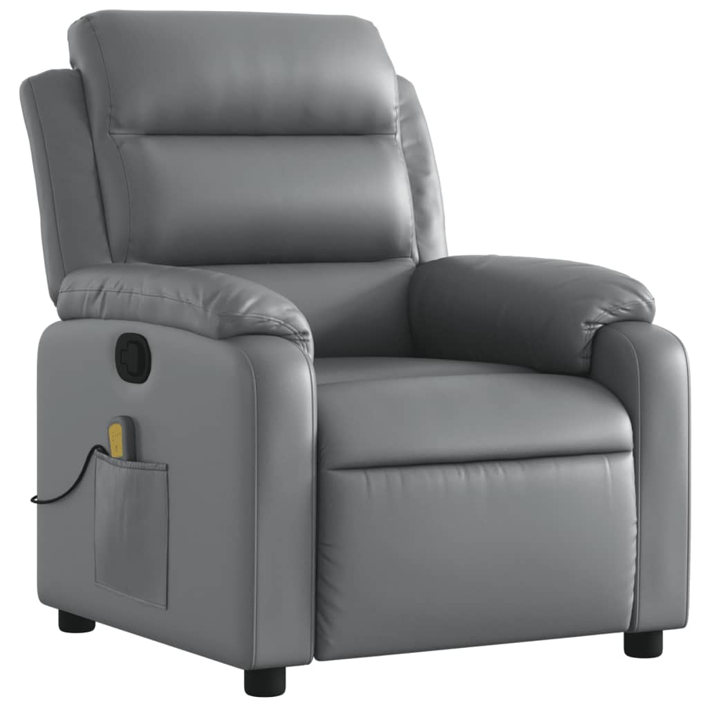Fauteuil de massage inclinable gris similicuir - XIOS