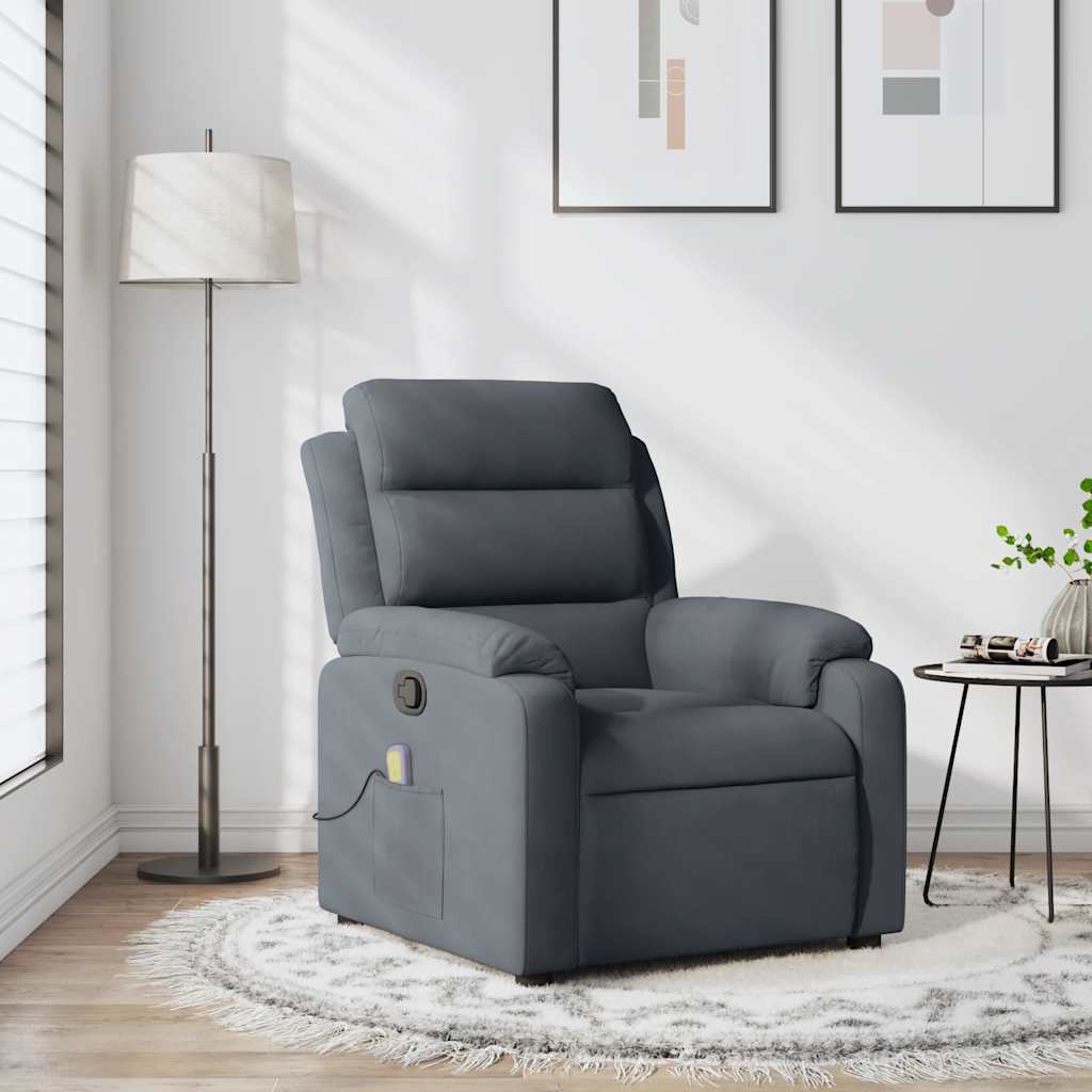 Fauteuil inclinable de massage gris foncé velours - XIOS