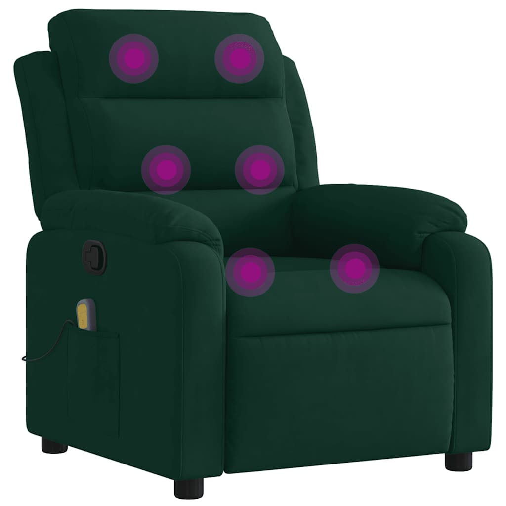 Fauteuil inclinable de massage vert foncé velours - XIOS