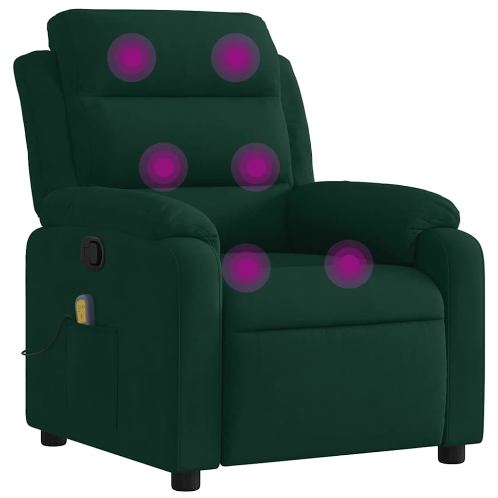Fauteuil inclinable de massage vert foncé velours - XIOS