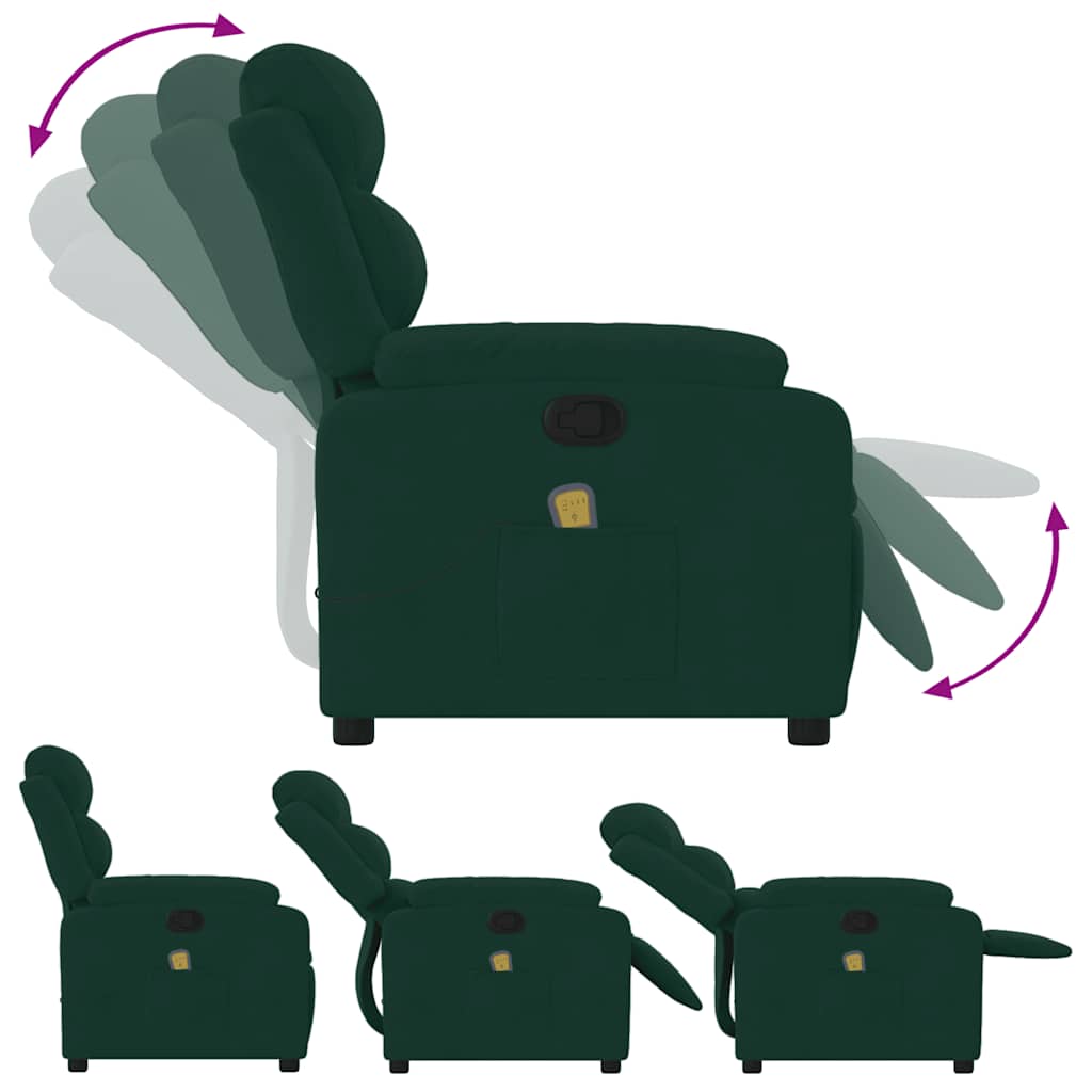 Fauteuil inclinable de massage vert foncé velours - XIOS