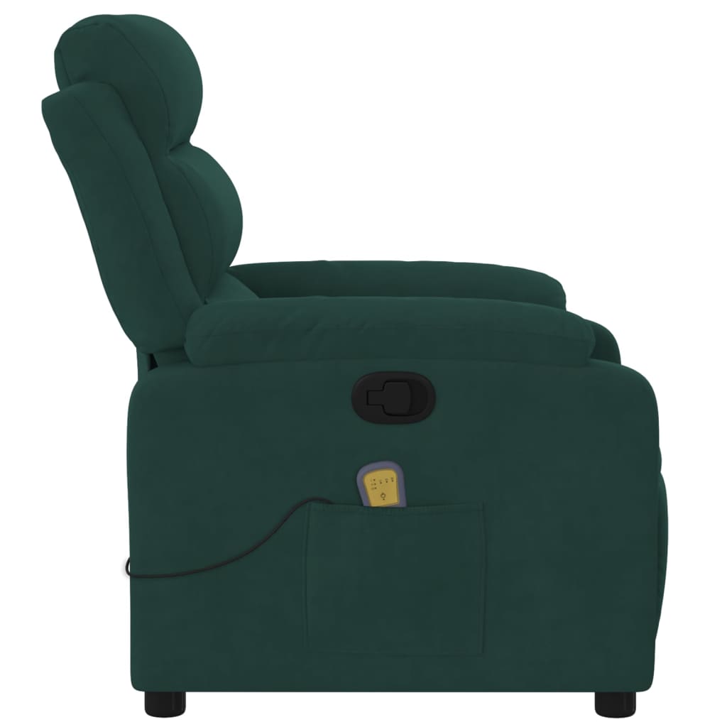 Fauteuil inclinable de massage vert foncé velours - XIOS