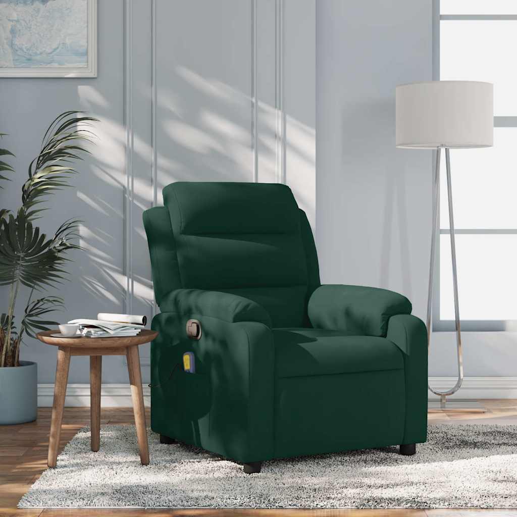 Fauteuil inclinable de massage vert foncé velours - XIOS