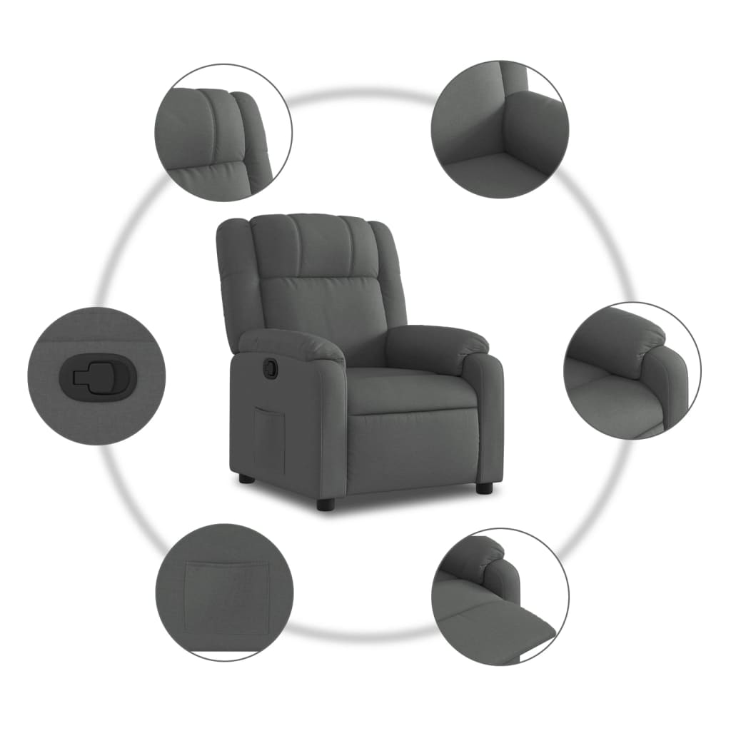 Fauteuil inclinable gris foncé tissu - XIOS