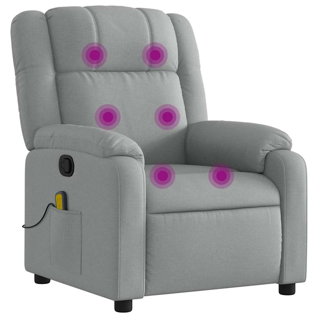 Fauteuil inclinable de massage gris clair tissu