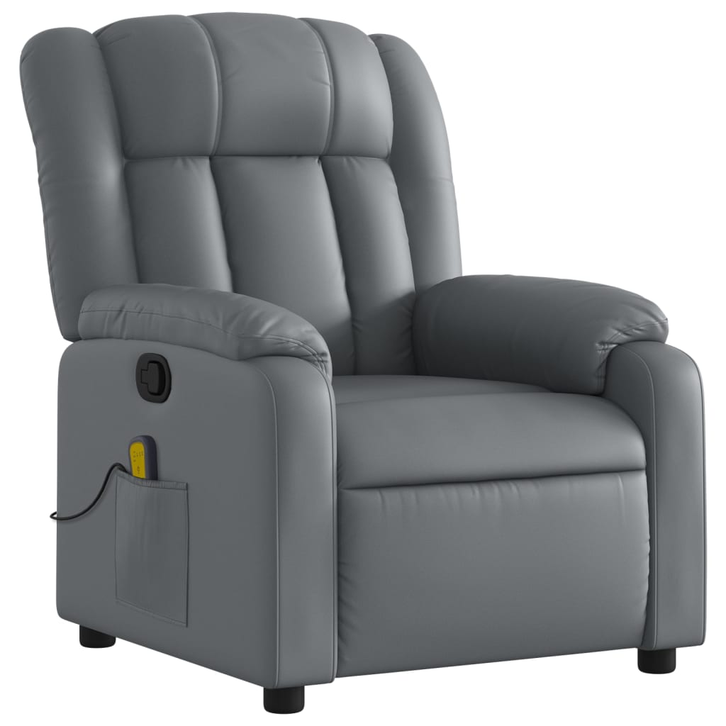 Fauteuil de massage inclinable gris similicuir - XIOS
