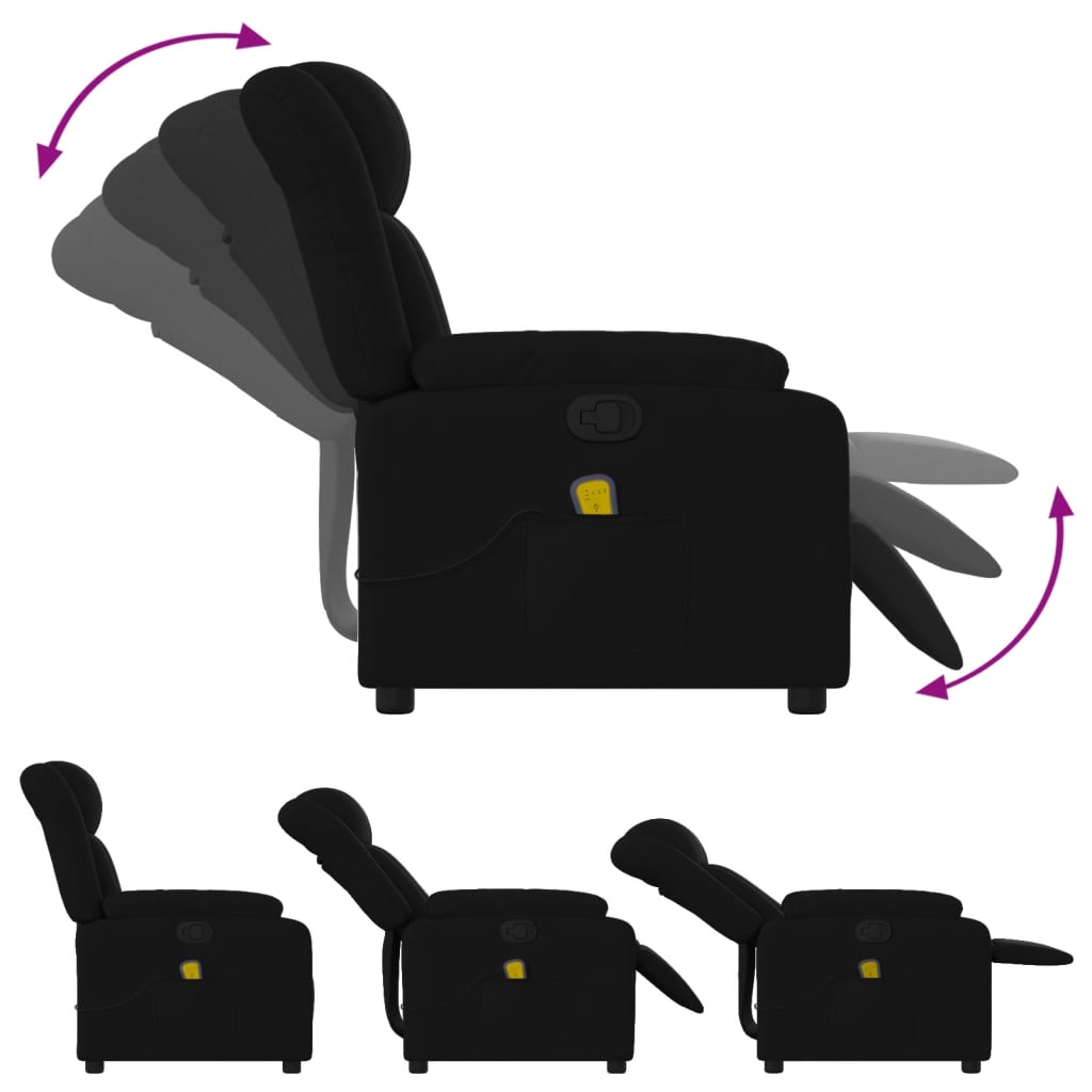 Fauteuil inclinable de massage noir tissu - XIOS