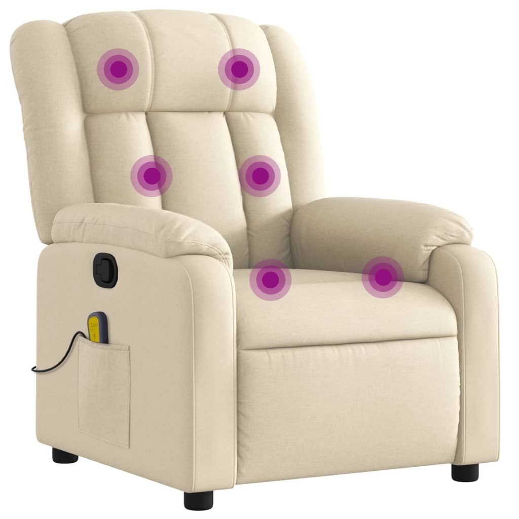 Fauteuil inclinable de massage crème tissu - XIOS