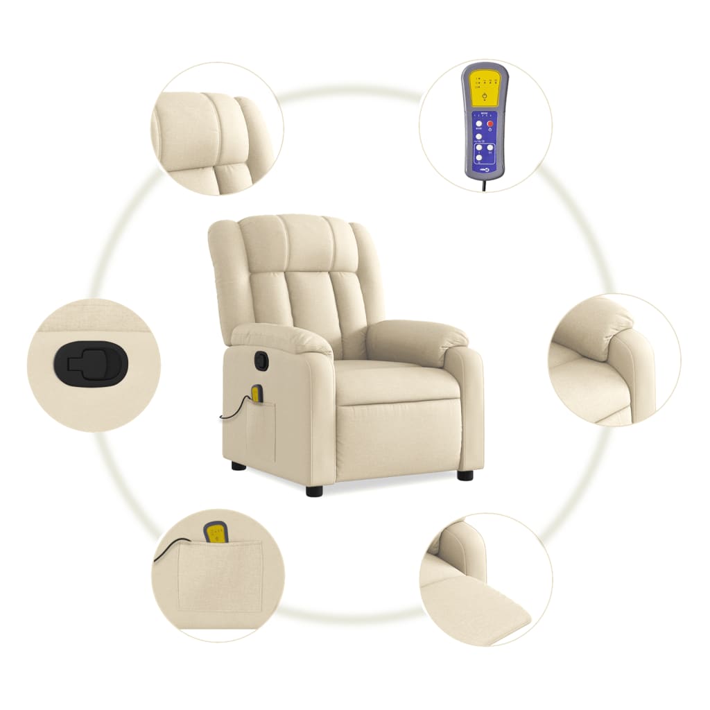 Fauteuil inclinable de massage crème tissu - XIOS