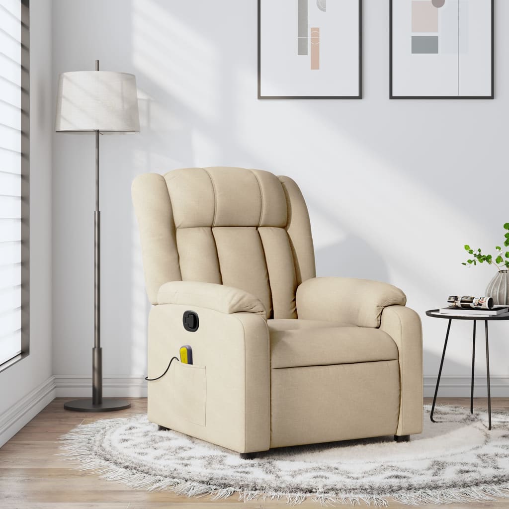 Fauteuil inclinable de massage crème tissu - XIOS