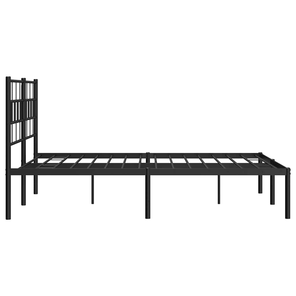 Cadre de lit métal sans matelas avec tête de lit noir 150x200cm - XIOS