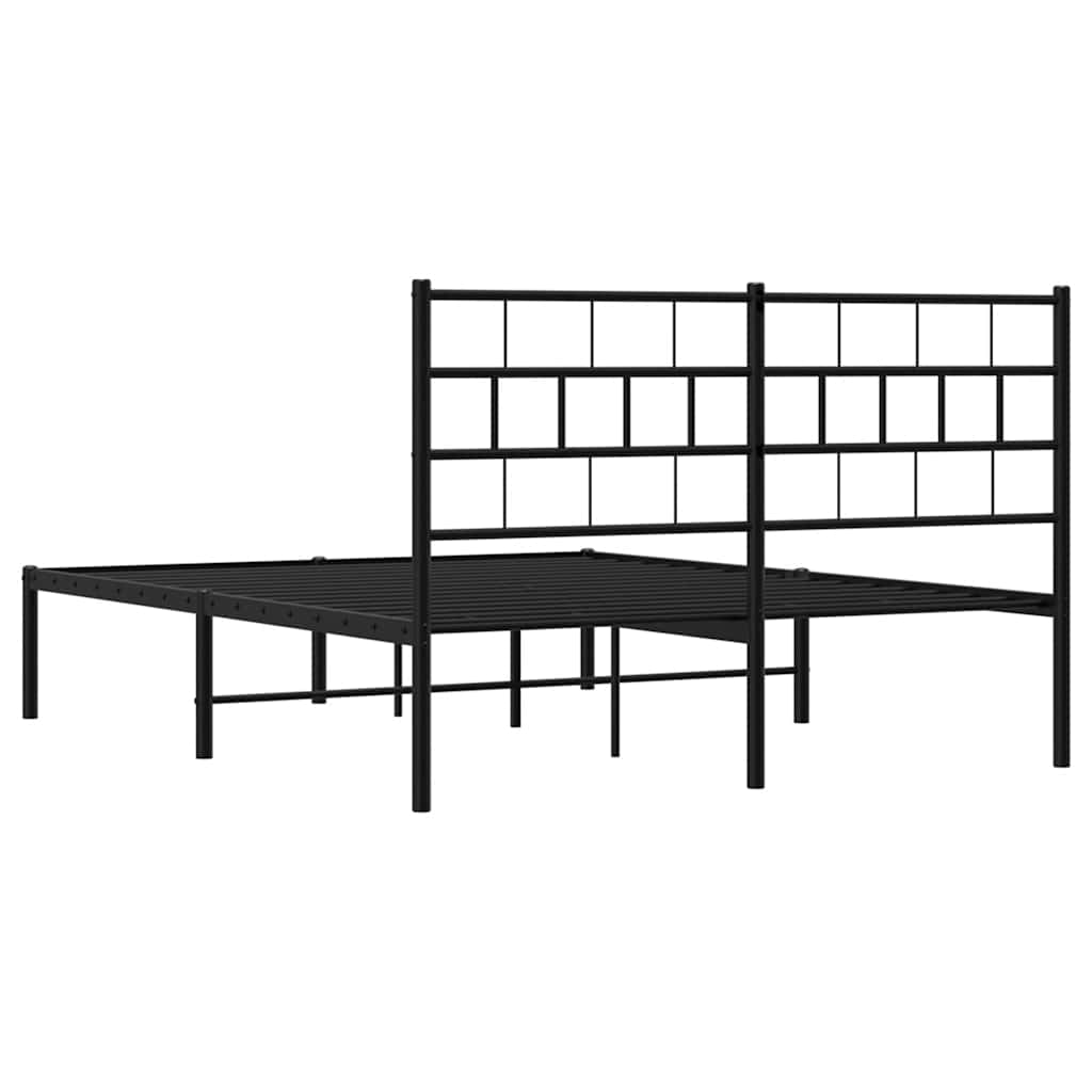 Cadre de lit métal sans matelas avec tête de lit noir 150x200cm - XIOS