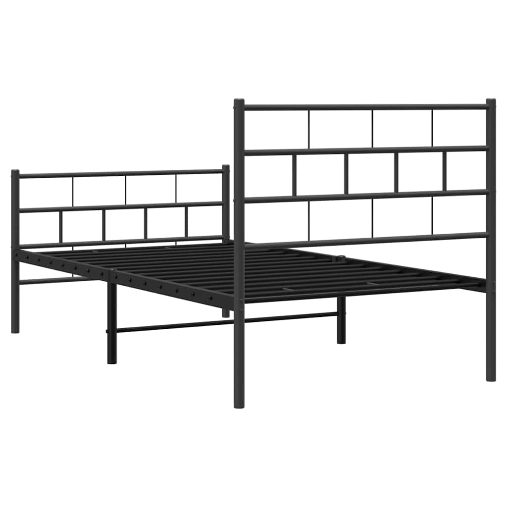 Cadre de lit métal sans matelas et pied de lit noir 100x200 cm - XIOS