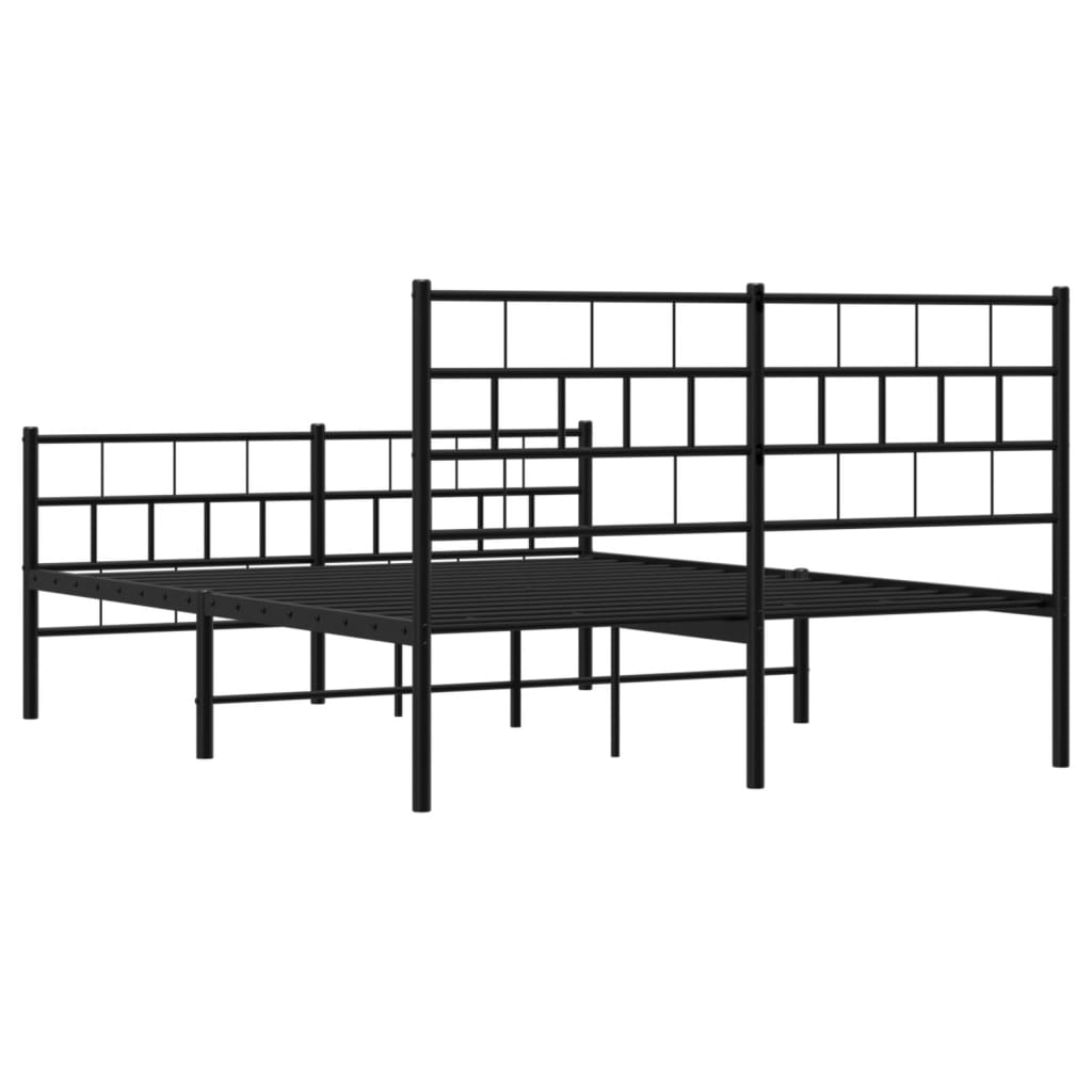 Cadre de lit métal sans matelas avec pied de lit noir 120x200cm - XIOS