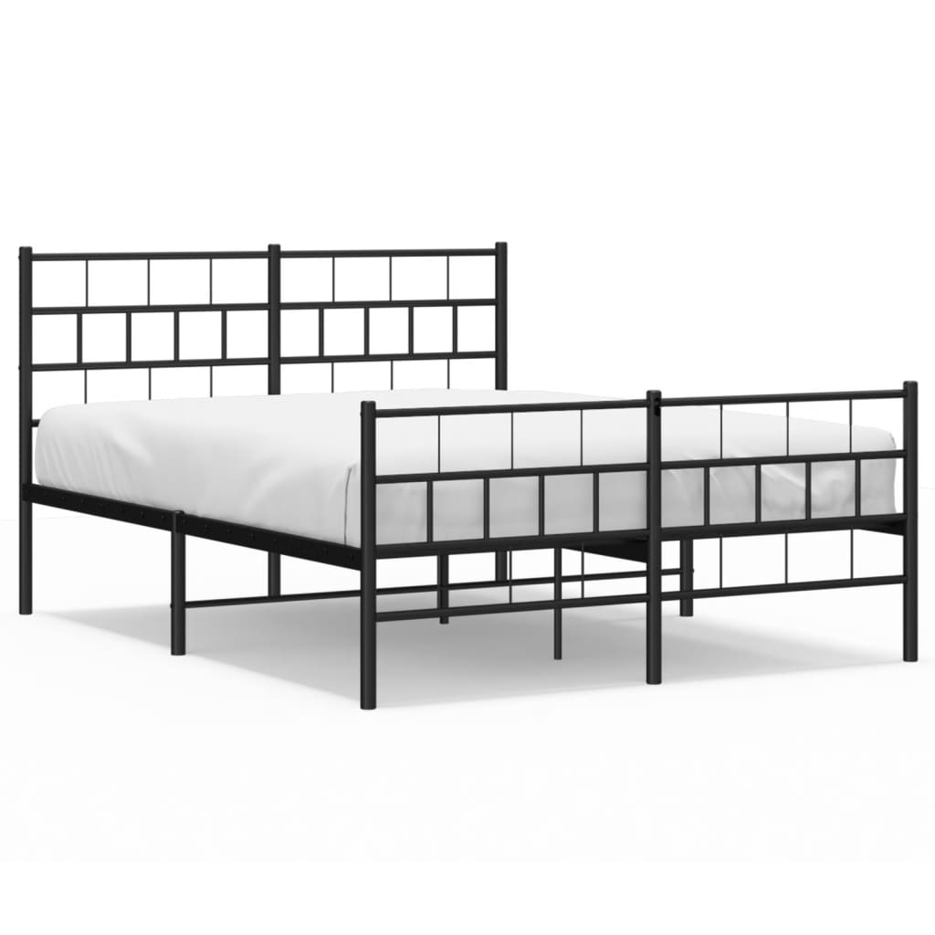 Cadre de lit métal sans matelas avec pied de lit noir 140x200cm - XIOS