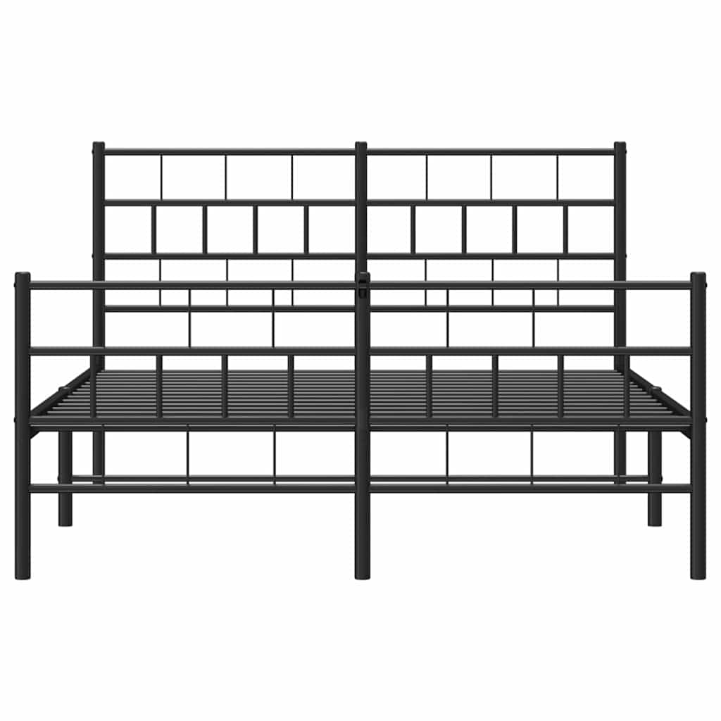Cadre de lit métal sans matelas avec pied de lit noir 150x200cm - XIOS