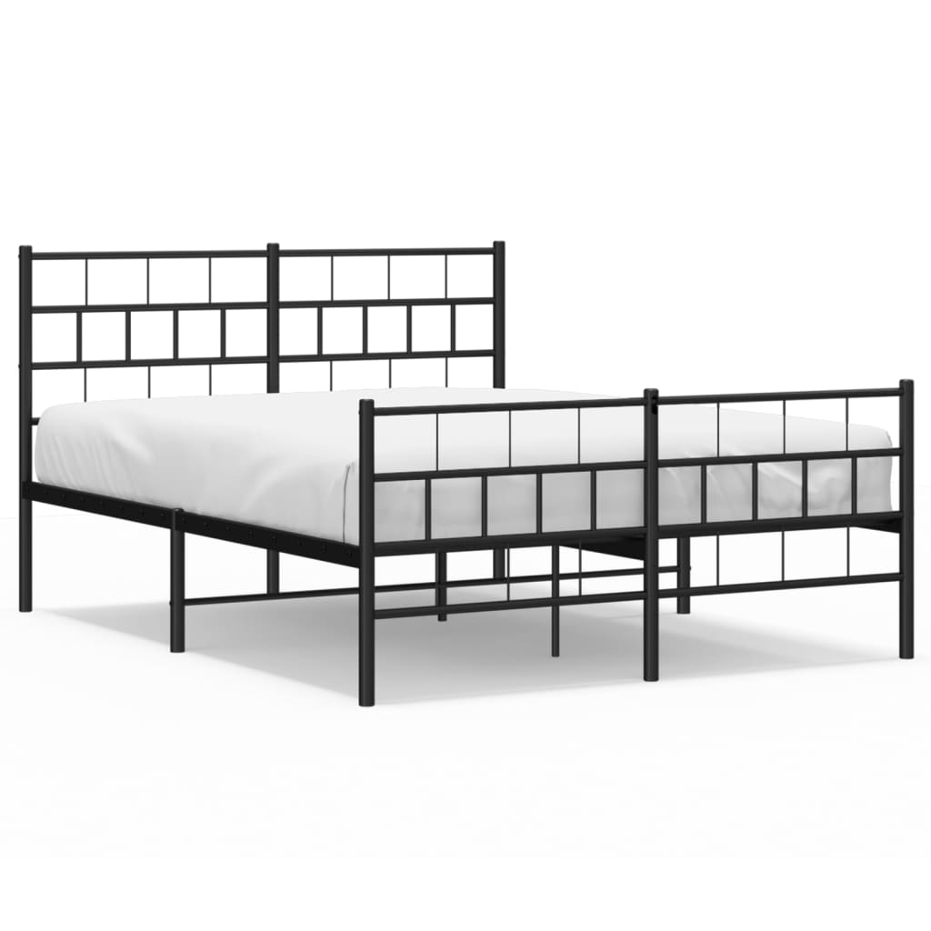 Cadre de lit métal sans matelas avec pied de lit noir 160x200cm - XIOS