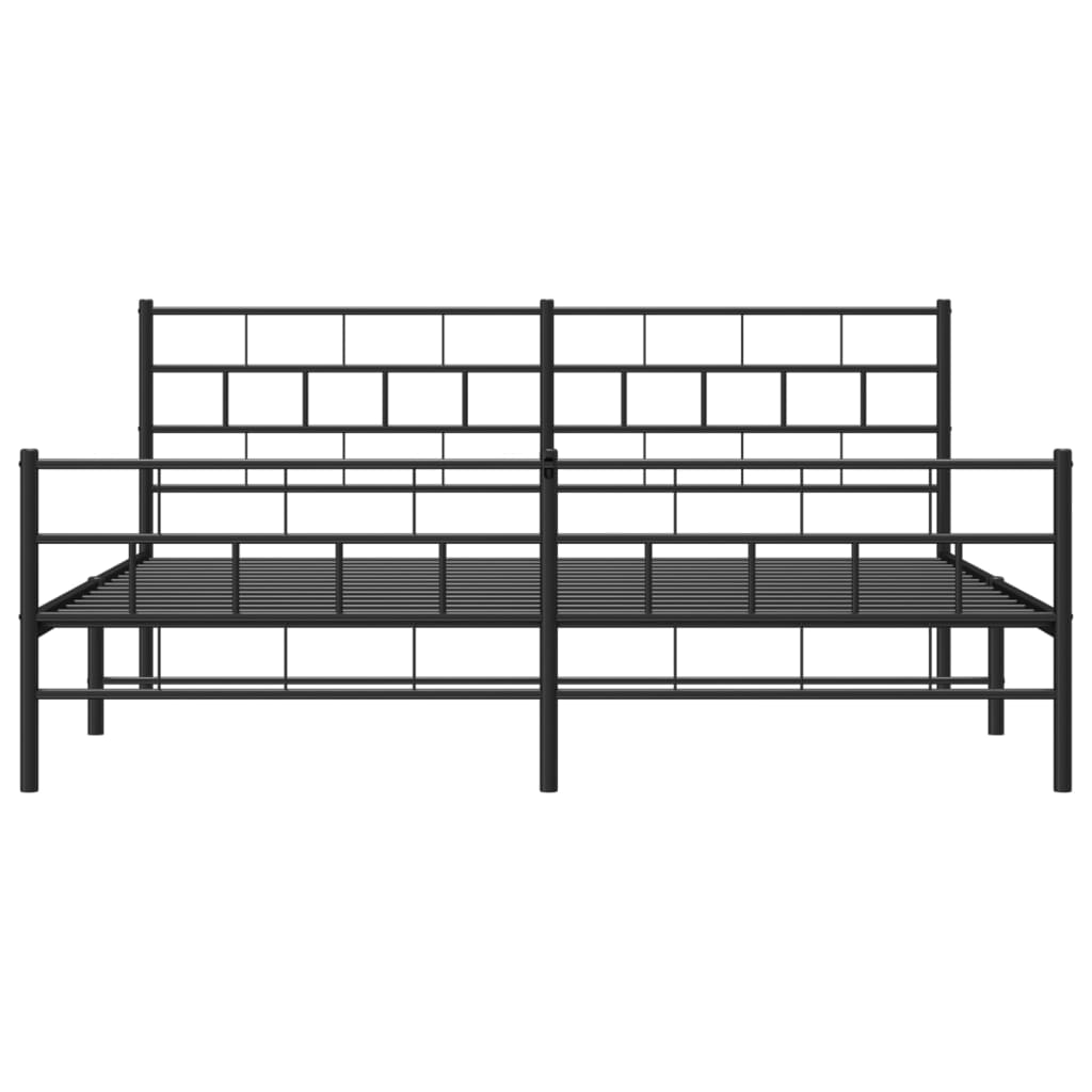 Cadre de lit métal sans matelas avec pied de lit noir 200x200cm - XIOS