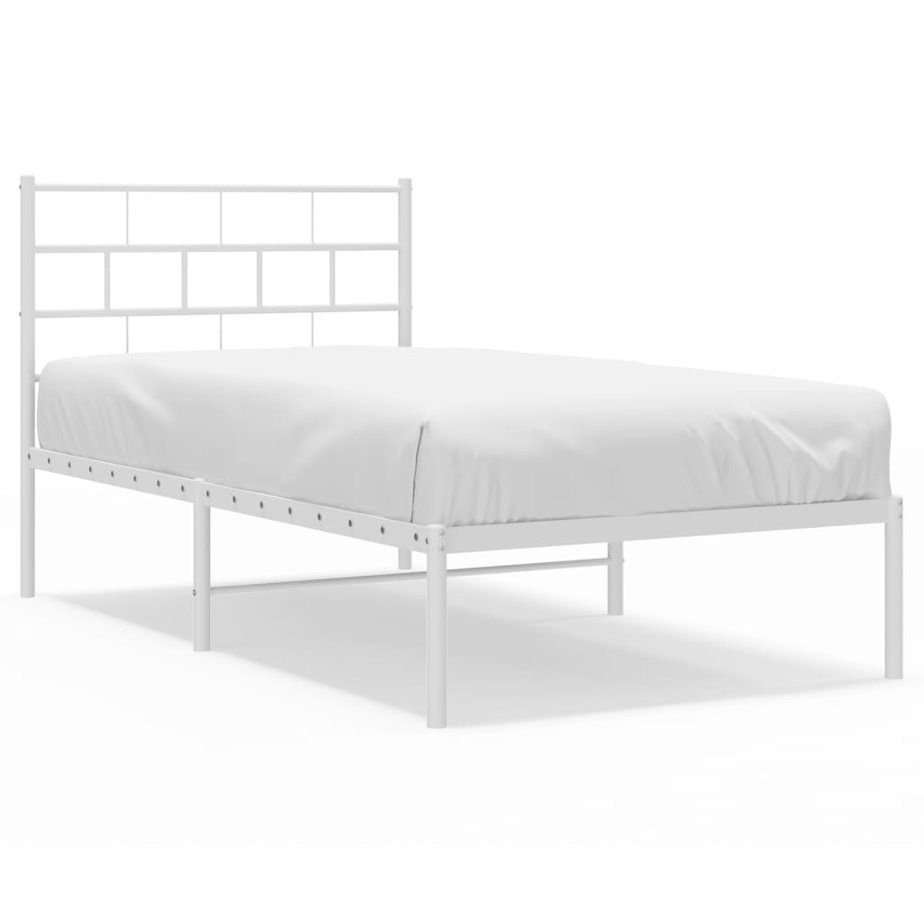 Cadre de lit métal sans matelas avec tête de lit blanc 80x200cm - XIOS