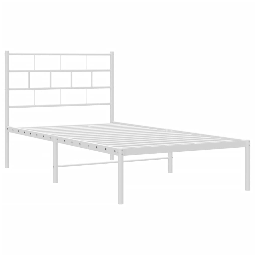 Cadre de lit métal sans matelas avec tête de lit blanc 90x190cm - XIOS