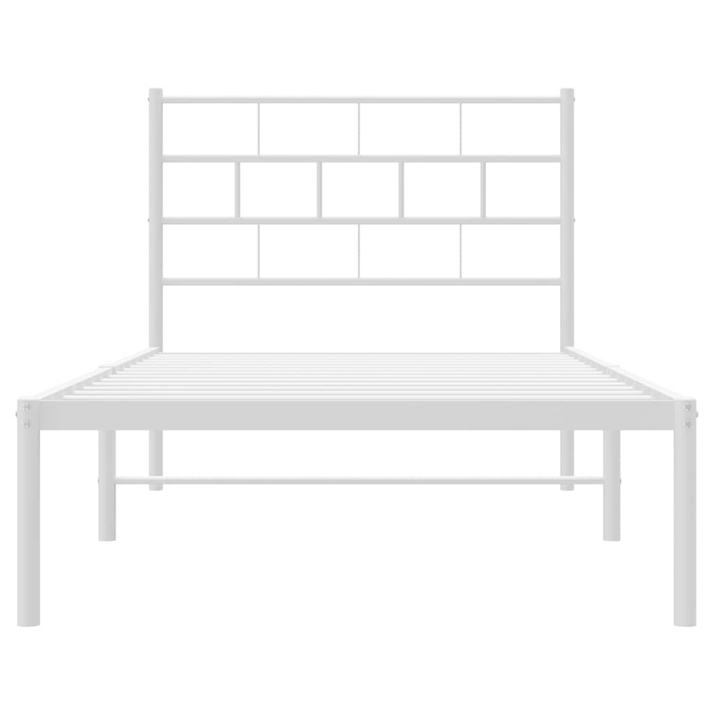 Cadre de lit métal sans matelas et tête de lit blanc 100x190 cm - XIOS