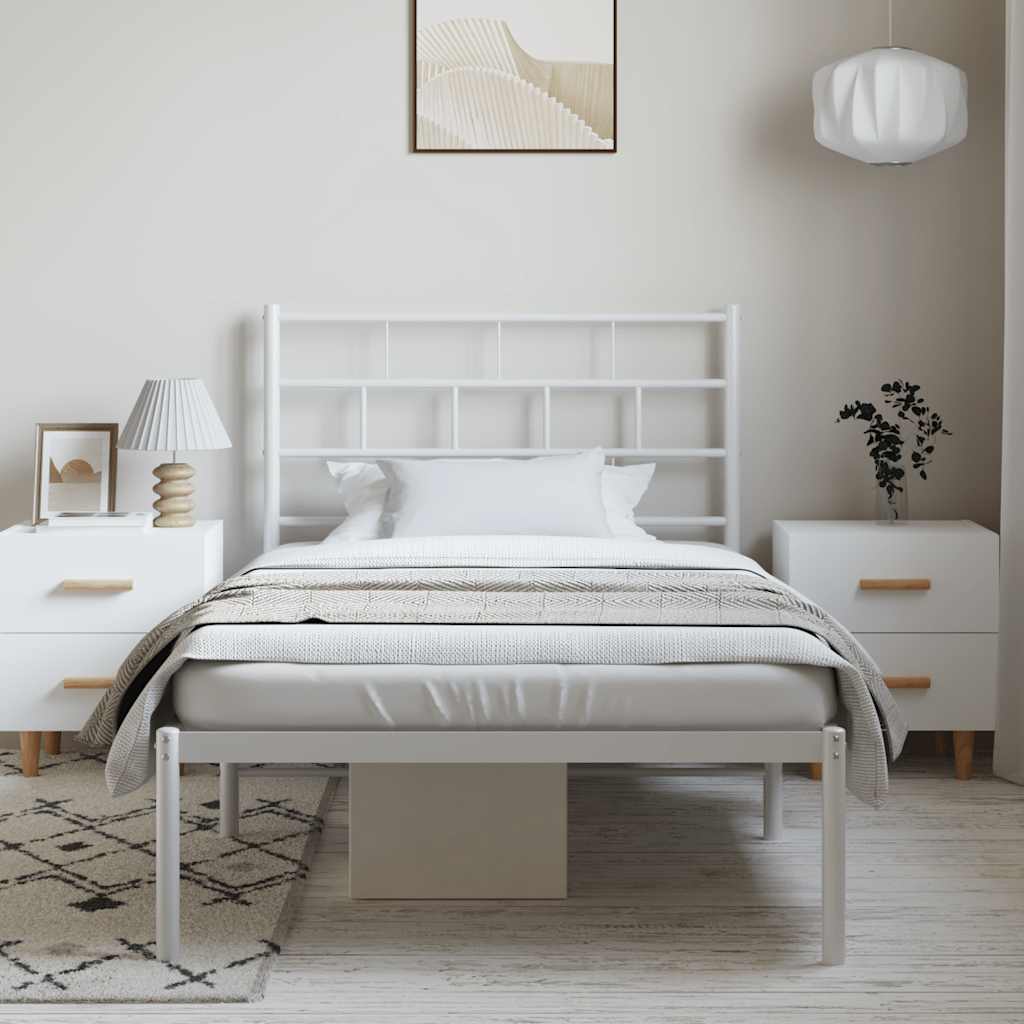 Cadre de lit métal sans matelas et tête de lit blanc 100x200 cm - XIOS