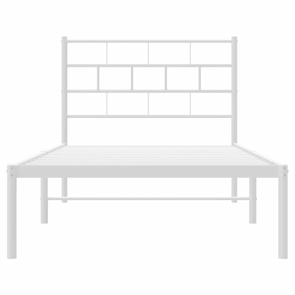 Cadre de lit métal sans matelas et tête de lit blanc 100x200 cm - XIOS