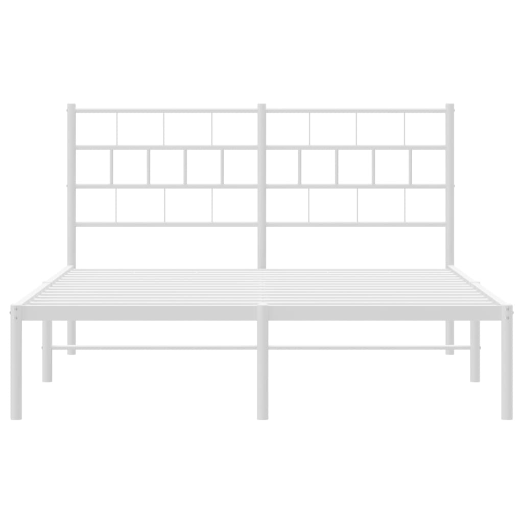 Cadre de lit métal sans matelas et tête de lit blanc 140x200 cm - XIOS